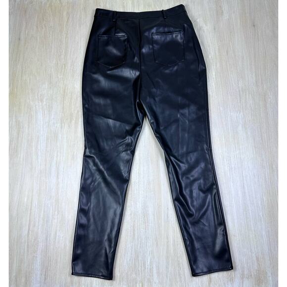 NWT Missguided Black Faux Leather Slim Leg High Rise Trousers Pants Size 12 - Picture 7 of 15